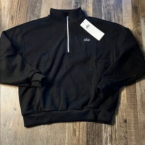 ALO Yoga Men's Black Half-Zip Pullover Sweatshirt